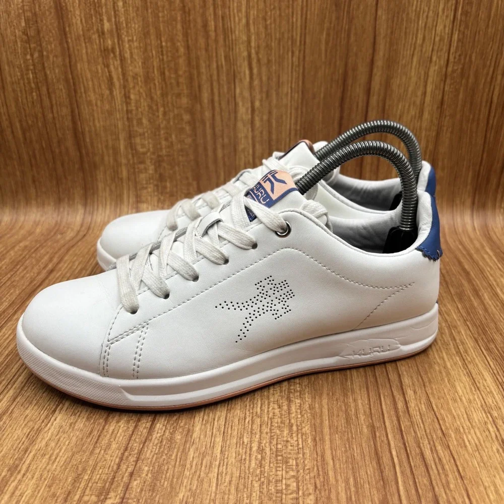 Kuru Roam Sneakers Women 7.5 White Blue Leather Orthopedic Comfort Low Top Shoes